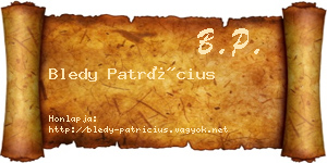 Bledy Patrícius névjegykártya
